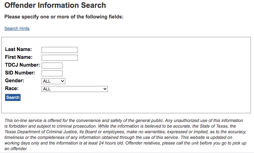 Texas Prison Inmate Search